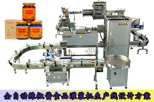 全自動辣椒醬食品灌裝機生產線設計方案圖